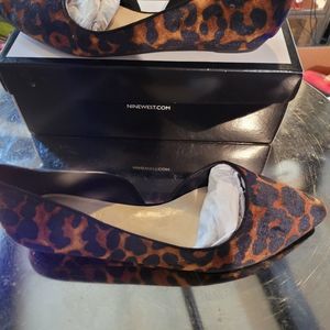 NINE WEST Faux Cheeta Print Flats Size 7.5 Gently Used